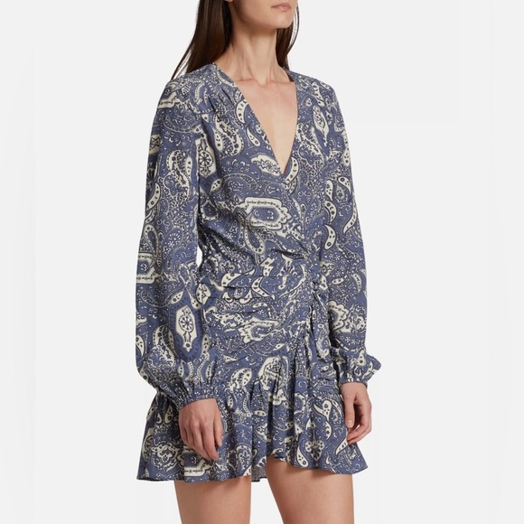 Veronica Beard Erinne Paisley Minidress - Indigo Multi - Picture 10 of 11